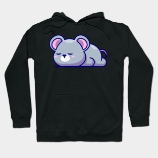 Cute mouse sleeping cartoon illustration Hoodie